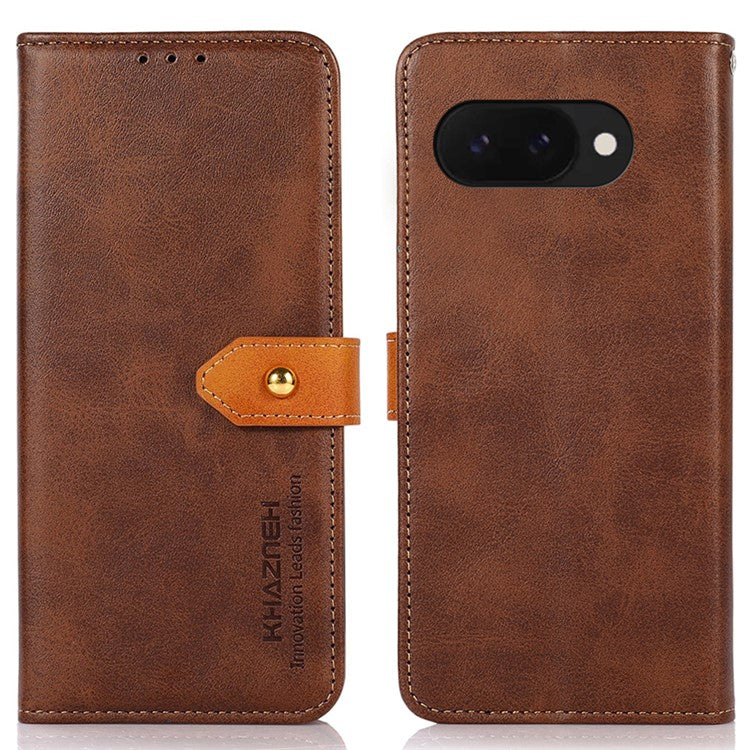 KHAZNEH For Google Pixel 9a Wallet Phone Case Stand Leather Flip Cover - Brown