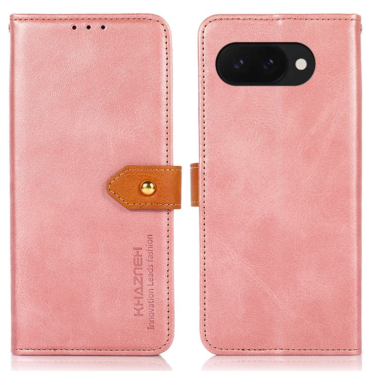 KHAZNEH For Google Pixel 9a Wallet Phone Case Stand Leather Flip Cover - Rose Gold