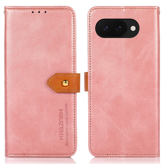KHAZNEH For Google Pixel 9a Wallet Phone Case Stand Leather Flip Cover - Rose Gold