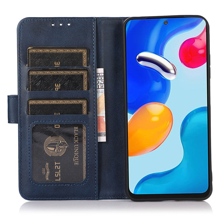 For Motorola Moto G75 5G Case Cowhide Texture Leather Wallet Phone Cover with Stand - Blue