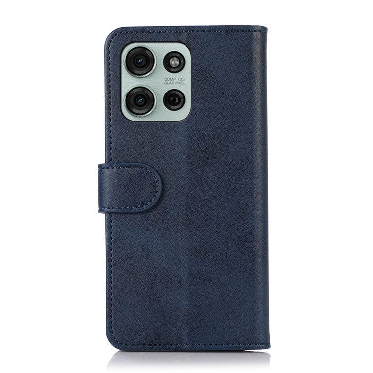 For Motorola Moto G75 5G Case Cowhide Texture Leather Wallet Phone Cover with Stand - Blue