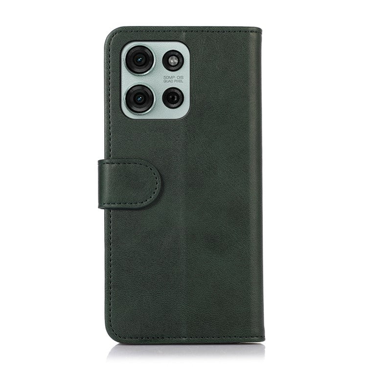 For Motorola Moto G75 5G Case Cowhide Texture Leather Wallet Phone Cover with Stand - Green
