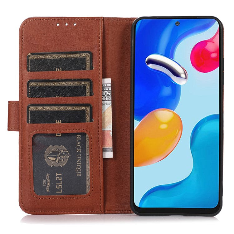 For Motorola Moto G75 5G Case Cowhide Texture Leather Wallet Phone Cover with Stand - Brown