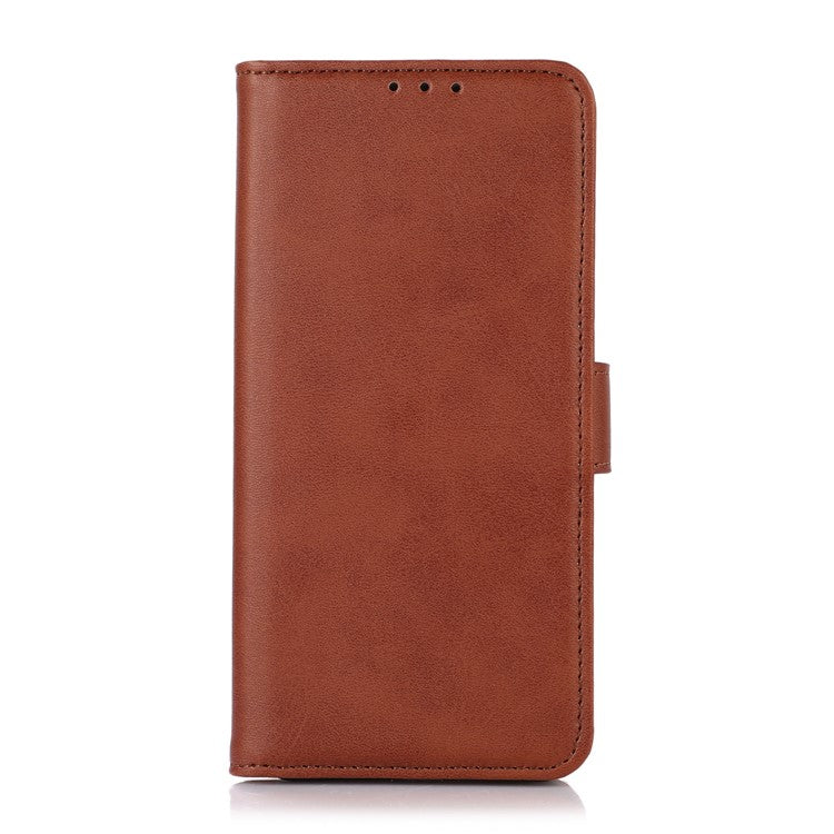 For Motorola Moto G75 5G Case Cowhide Texture Leather Wallet Phone Cover with Stand - Brown