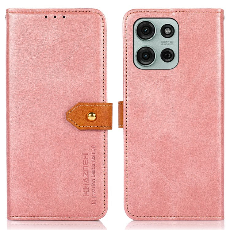 KHAZNEH For Motorola Moto G75 5G Wallet Phone Case Stand Leather Flip Cover - Rose Gold