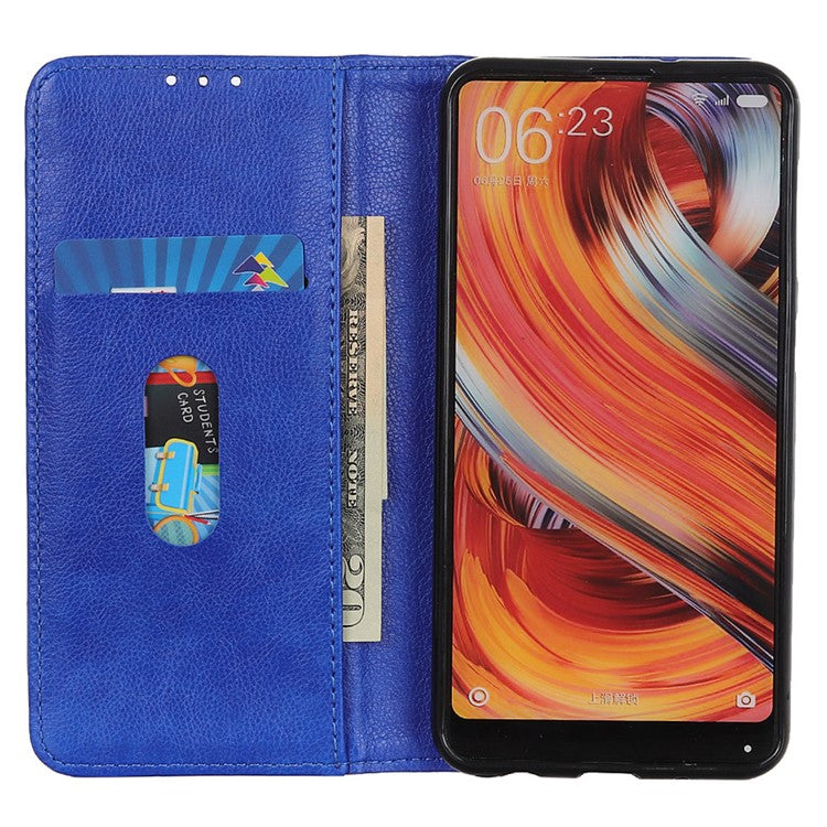 For OnePlus 13 Stand Case Split Leather Litchi Texture Wallet Phone Cover - Blue