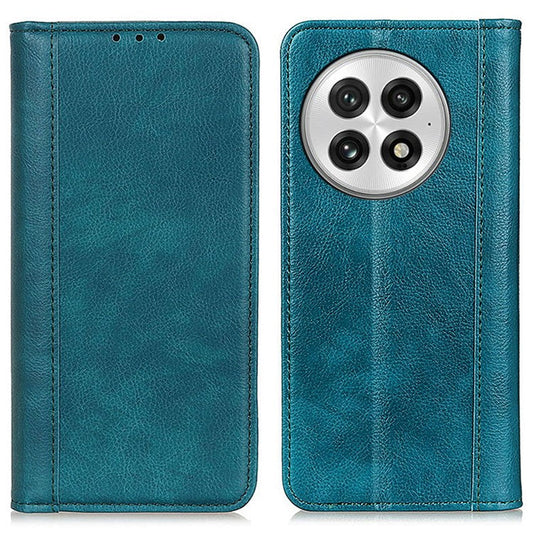 For OnePlus 13 Stand Case Split Leather Litchi Texture Wallet Phone Cover - Green