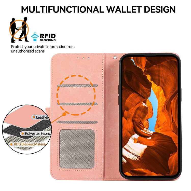 ABEEL For OnePlus 13 Case Color Splicing Leather Flip Phone Cover RFID Blocking - Pink