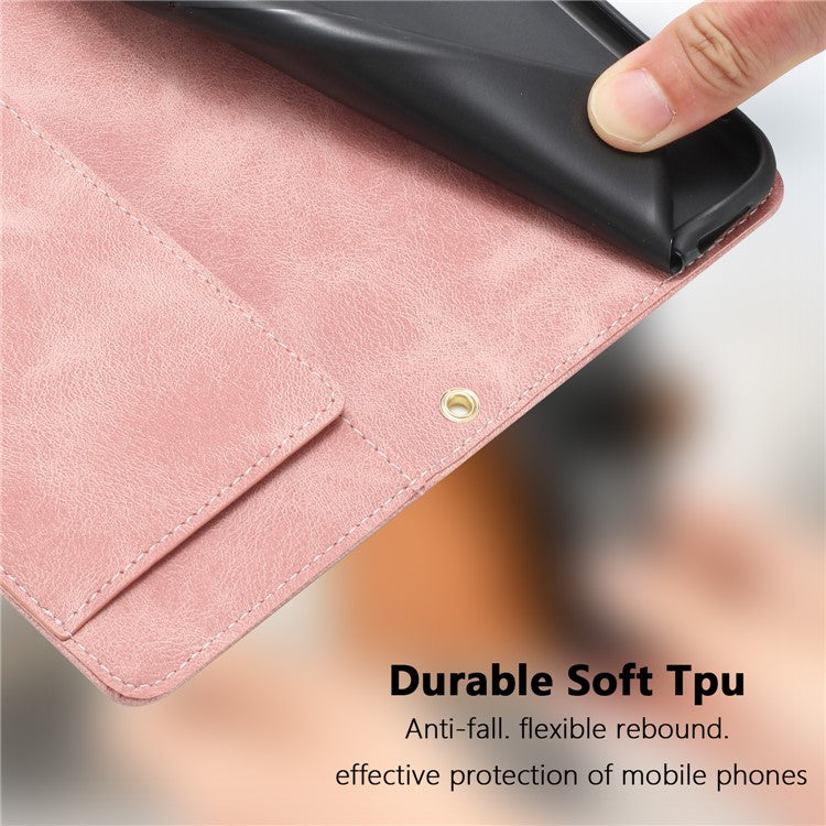 For Samsung Galaxy A32 5G / M32 5G Case Tulip Leather Phone Cover with 5 Card Slots Wallet - Pink
