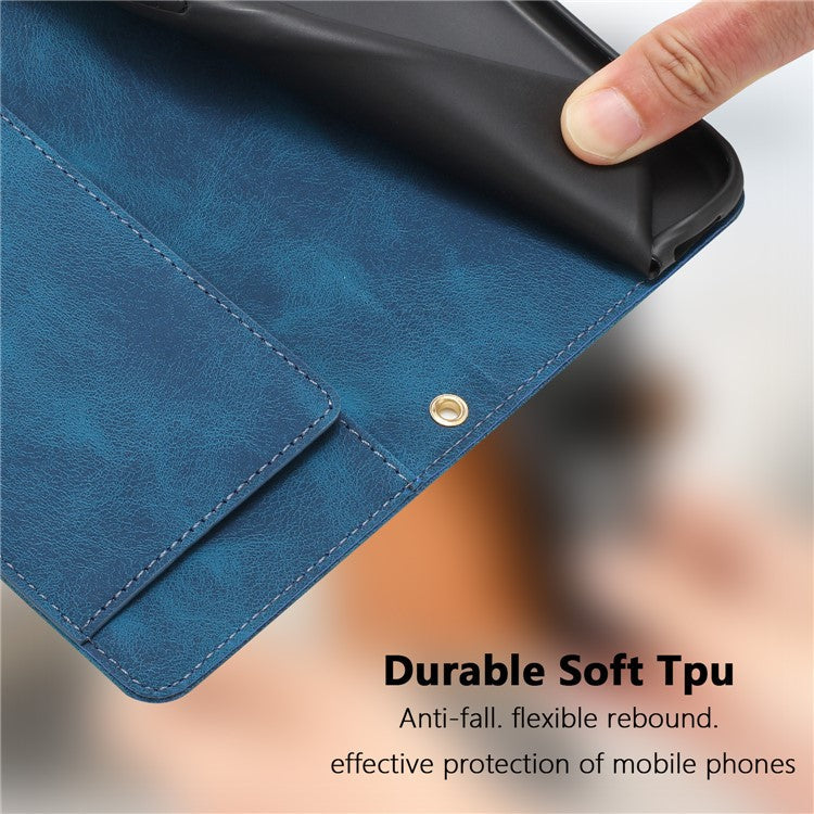 For Samsung Galaxy A35 5G Case Tulip Leather Phone Cover with 5 Card Slots Wallet - Blue