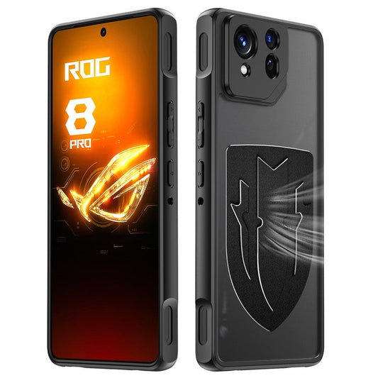 For Asus ROG Phone 8 Pro 5G / Phone 8 5G Shield Heat Dissipation Phone Case Liquid Silicone+PC Back Cover - Black