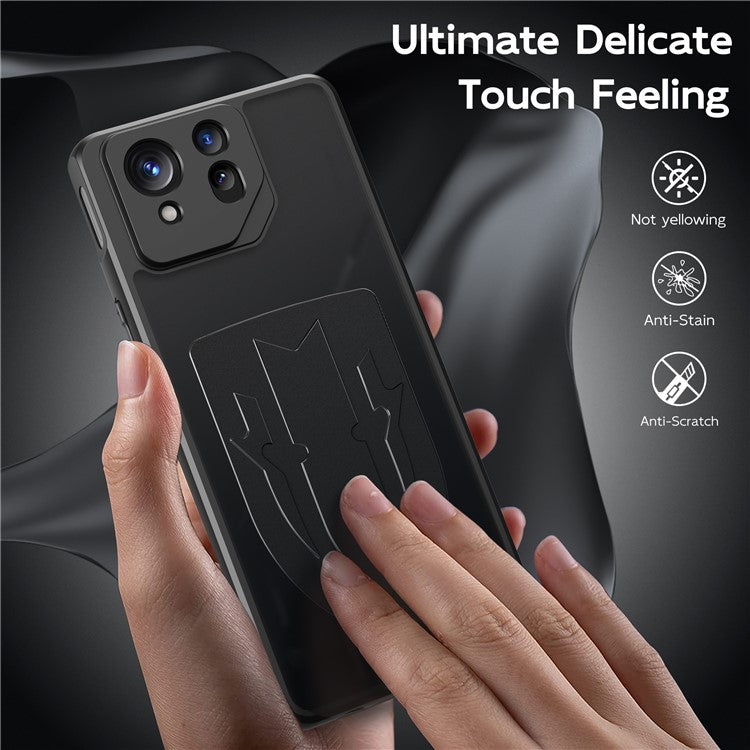 For Asus ROG Phone 8 Pro 5G / Phone 8 5G Shield Heat Dissipation Phone Case Liquid Silicone+PC Back Cover - Black