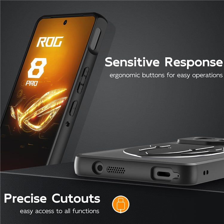 For Asus ROG Phone 8 Pro 5G / Phone 8 5G Shield Heat Dissipation Phone Case Liquid Silicone+PC Back Cover - Black