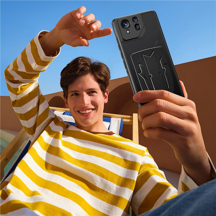 For Asus ROG Phone 8 Pro 5G / Phone 8 5G Shield Heat Dissipation Phone Case Liquid Silicone+PC Back Cover - Black