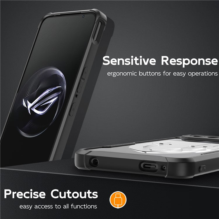 For Asus ROG Phone 7 5G / Phone 6 5G Shield Heat Dissipation Phone Case Liquid Silicone+PC Back Cover - Silver