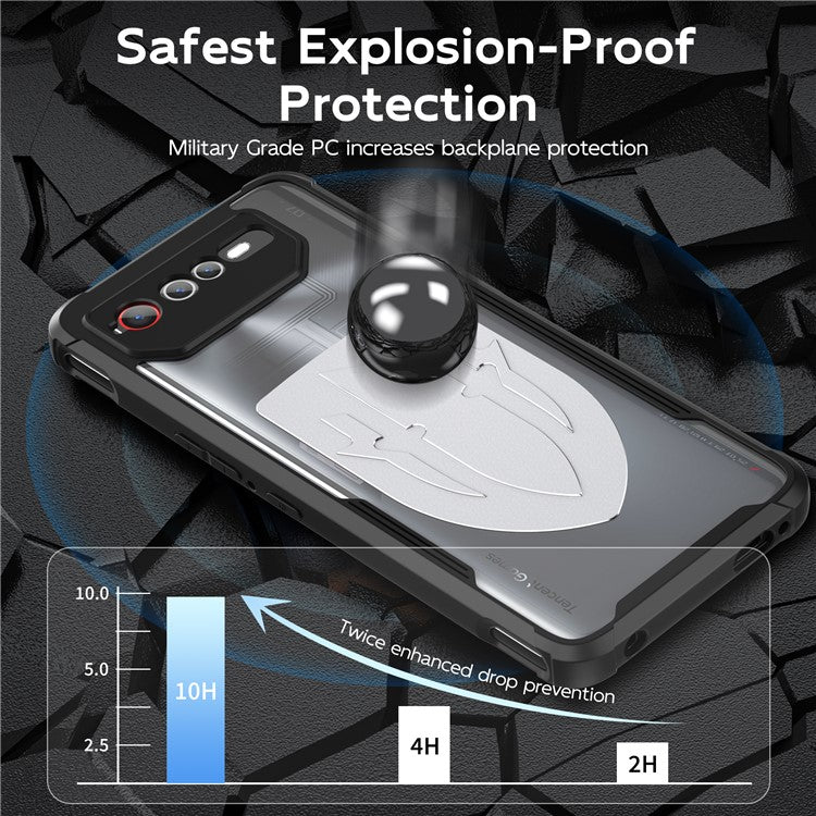 For Asus ROG Phone 7 5G / Phone 6 5G Shield Heat Dissipation Phone Case Liquid Silicone+PC Back Cover - Silver