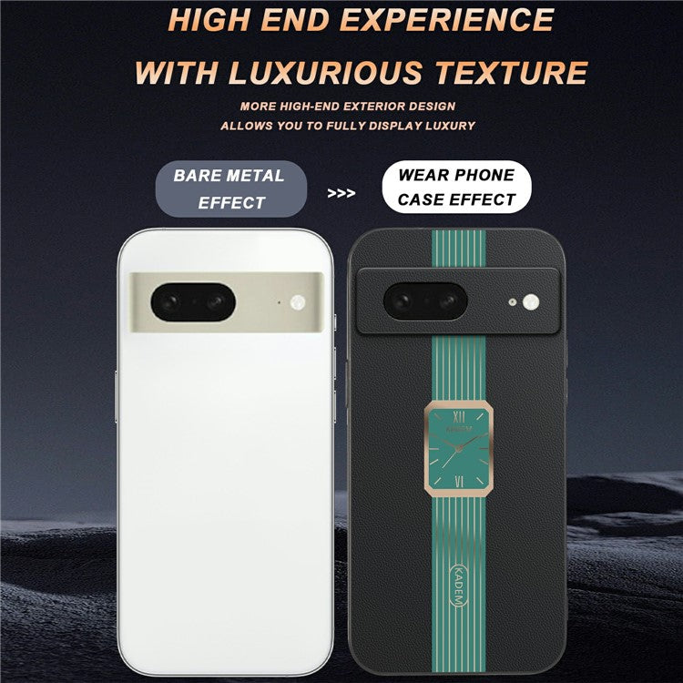 KADEM For Google Pixel 8 Case Leather+TPU+Acrylic Anti-Scratch Phone Cover - Black