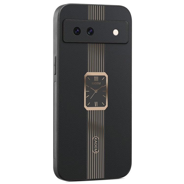 KADEM For Google Pixel 8a Case Leather+TPU+Acrylic Anti-Scratch Phone Cover - Black