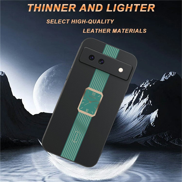 KADEM For Google Pixel 8a Case Leather+TPU+Acrylic Anti-Scratch Phone Cover - Black