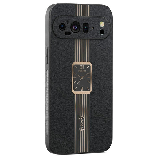 KADEM For Google Pixel 9 Case Leather+TPU+Acrylic Anti-Scratch Phone Cover - Black