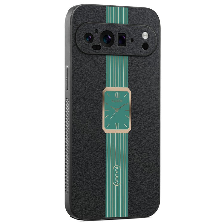 KADEM For Google Pixel 9 Pro Case Leather+TPU+Acrylic Anti-Scratch Phone Cover - Green