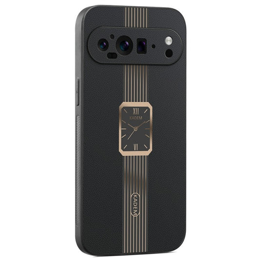 KADEM For Google Pixel 9 Pro Case Leather+TPU+Acrylic Anti-Scratch Phone Cover - Black