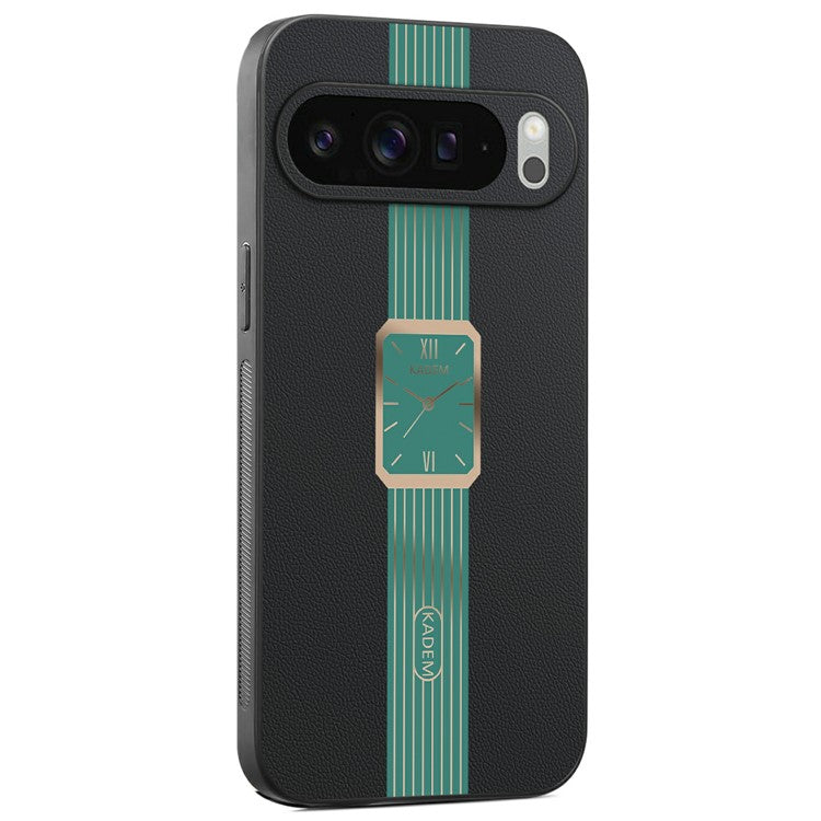 KADEM For Google Pixel 9 Pro XL Case Leather+TPU+Acrylic Anti-Scratch Phone Cover - Green