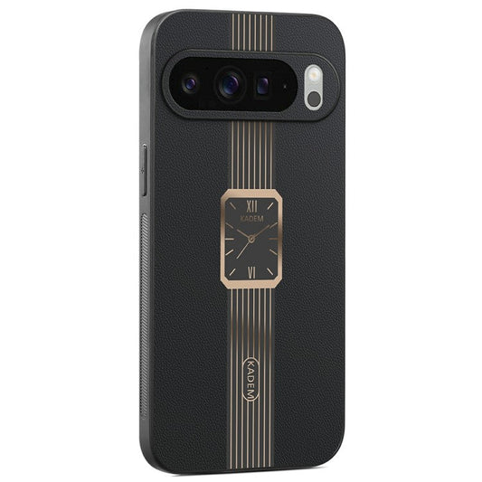 KADEM For Google Pixel 9 Pro XL Case Leather+TPU+Acrylic Anti-Scratch Phone Cover - Black