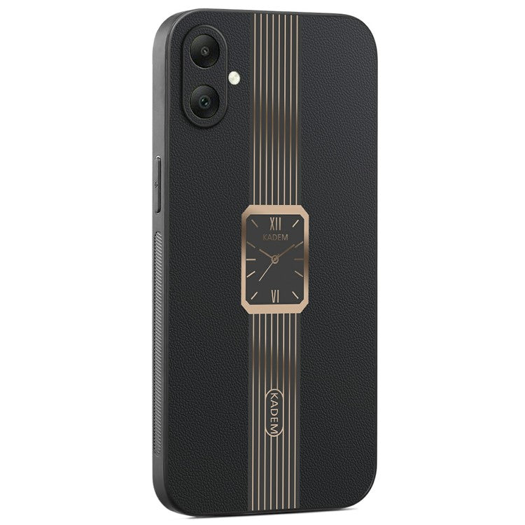 KADEM For Samsung Galaxy A06 Case Leather+TPU+Acrylic Anti-Scratch Phone Cover - Black