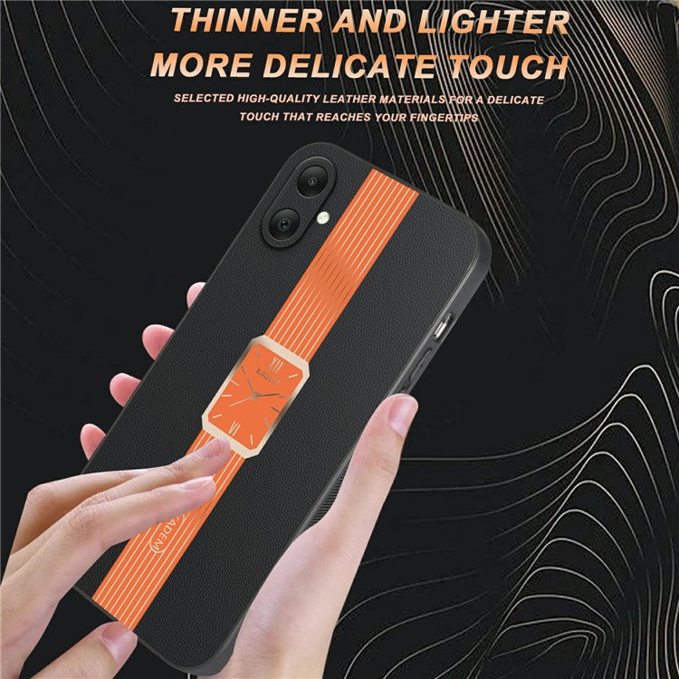 KADEM For Samsung Galaxy A06 Case Leather+TPU+Acrylic Anti-Scratch Phone Cover - Black