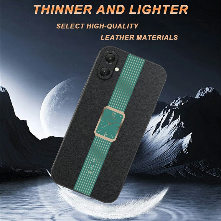 KADEM For Samsung Galaxy A06 Case Leather+TPU+Acrylic Anti-Scratch Phone Cover - Black