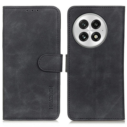 KHAZNEH For OnePlus 13 Case PU Leather Retro Texture Phone Cover - Black