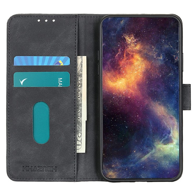KHAZNEH For OnePlus 13 Case PU Leather Retro Texture Phone Cover - Black