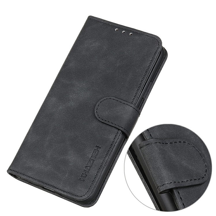 KHAZNEH For OnePlus 13 Case PU Leather Retro Texture Phone Cover - Black