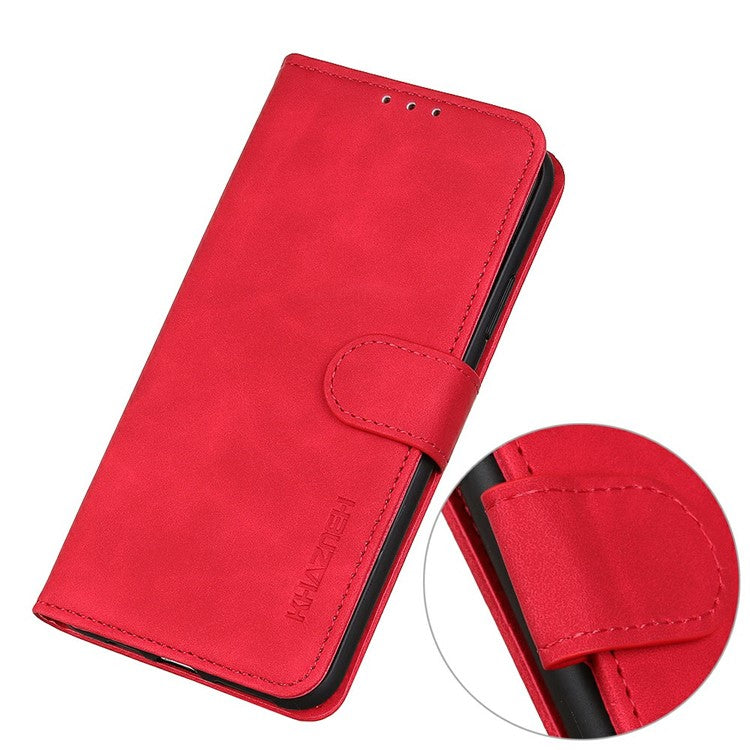 KHAZNEH For OnePlus 13 Case PU Leather Retro Texture Phone Cover - Red
