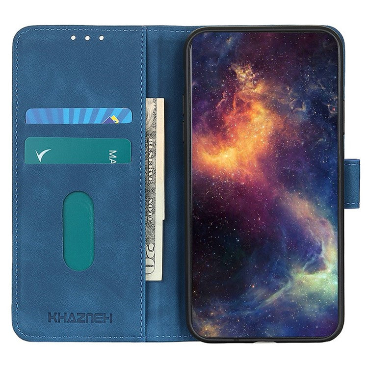 KHAZNEH For OnePlus 13 Case PU Leather Retro Texture Phone Cover - Blue