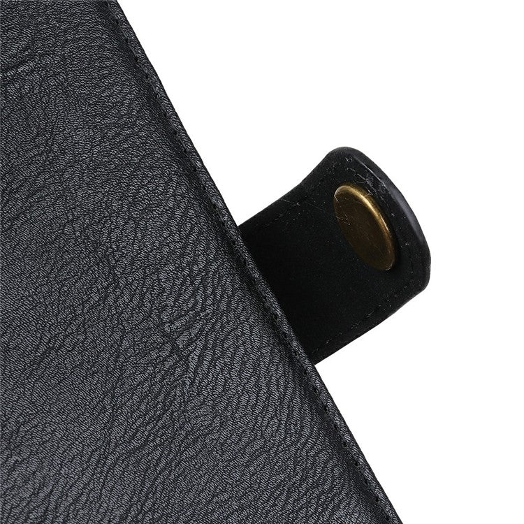 KHAZNEH For OnePlus 13 Wallet Case Cowhide Texture Leather Flip Phone Cover - Black
