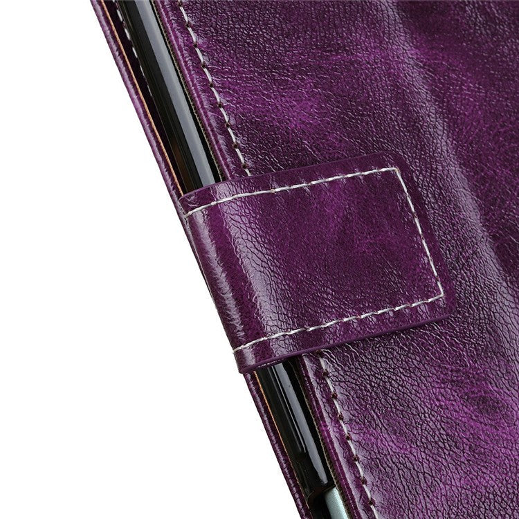For OnePlus 13 Leather Case Wallet Phone Cover Crazy Horse Texture - Purple