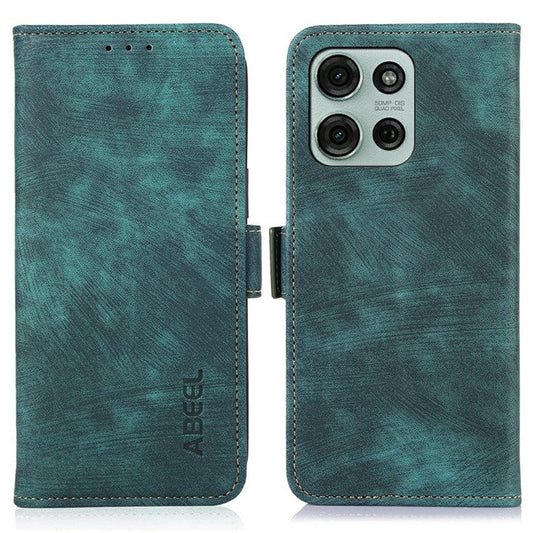 ABEEL For Motorola Moto G75 5G Wallet Phone Case Retro Leather Flip Cover with Stand - Green