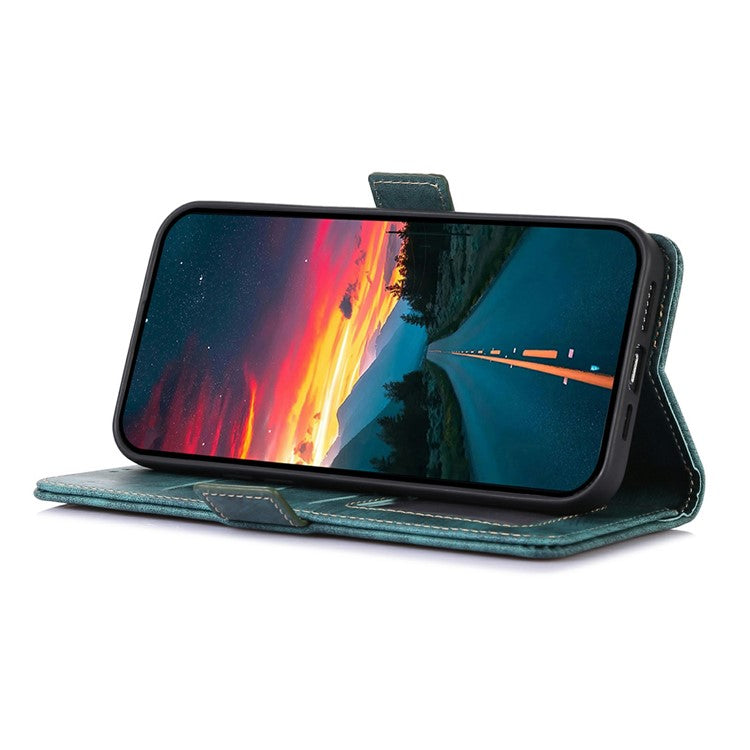 ABEEL For Motorola Moto G75 5G Wallet Phone Case Retro Leather Flip Cover with Stand - Green