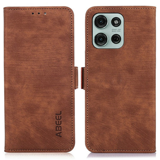 ABEEL For Motorola Moto G75 5G Wallet Phone Case Retro Leather Flip Cover with Stand - Brown