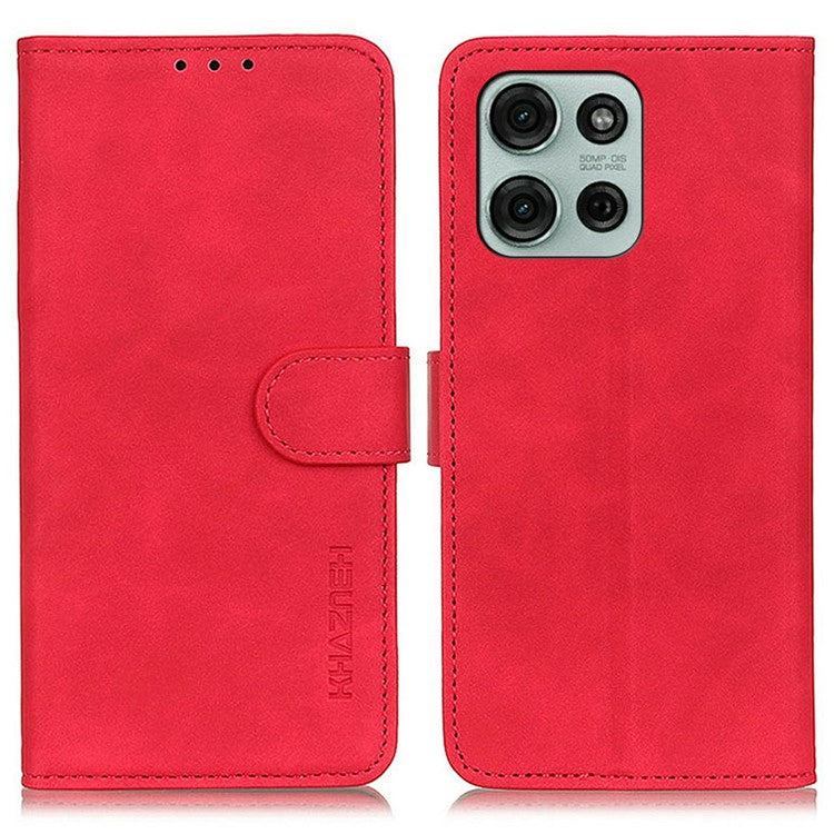 KHAZNEH For Motorola Moto G75 5G Case PU Leather Retro Texture Phone Cover - Red