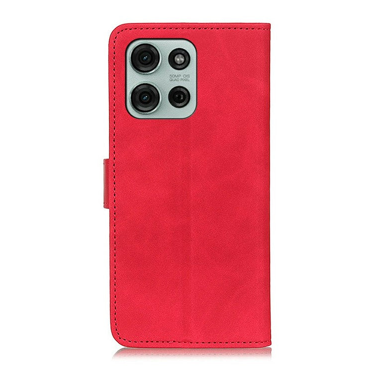 KHAZNEH For Motorola Moto G75 5G Case PU Leather Retro Texture Phone Cover - Red