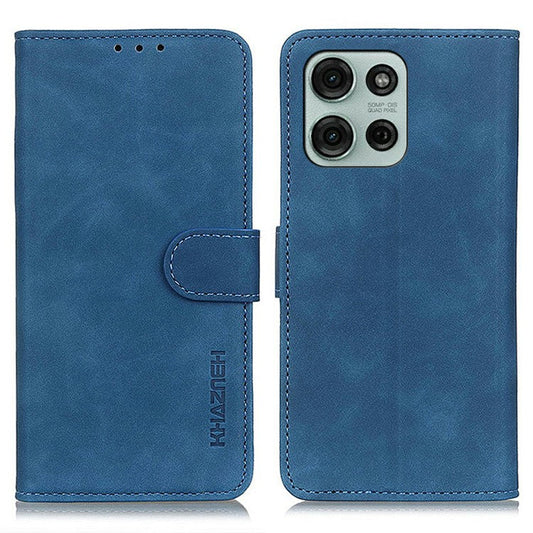 KHAZNEH For Motorola Moto G75 5G Case PU Leather Retro Texture Phone Cover - Blue
