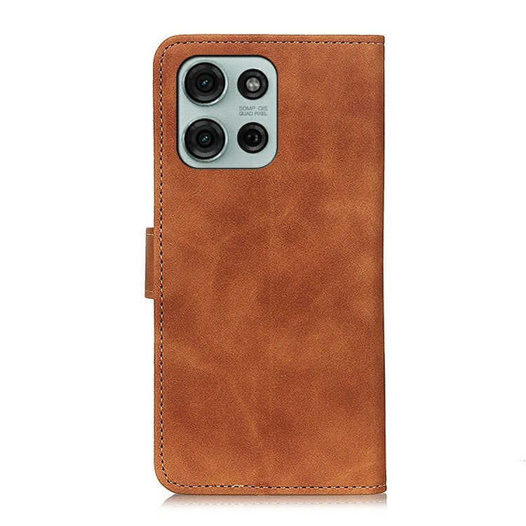 KHAZNEH For Motorola Moto G75 5G Case PU Leather Retro Texture Phone Cover - Brown