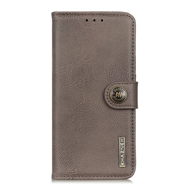 KHAZNEH For Motorola Moto G75 5G Wallet Case Cowhide Texture Leather Flip Phone Cover - Khaki