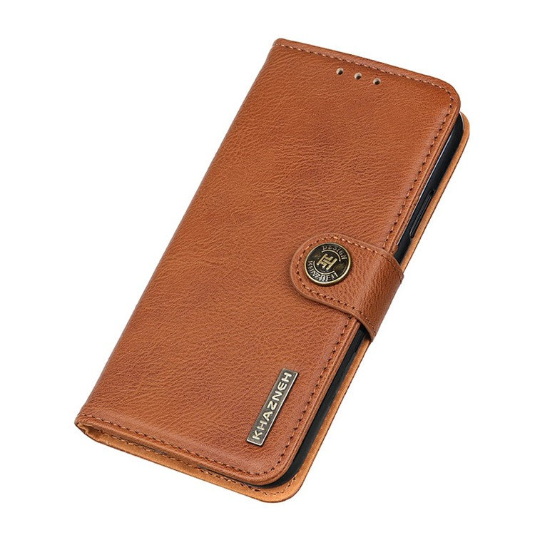 KHAZNEH For Motorola Moto G75 5G Wallet Case Cowhide Texture Leather Flip Phone Cover - Brown