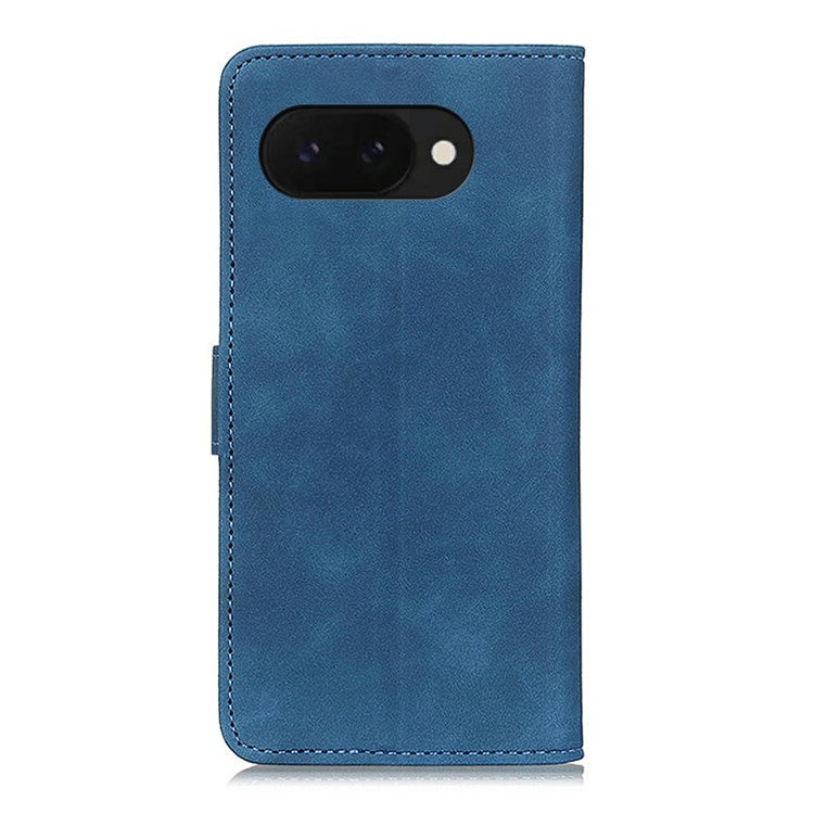 KHAZNEH For Google Pixel 9a Case PU Leather Retro Texture Phone Cover - Blue