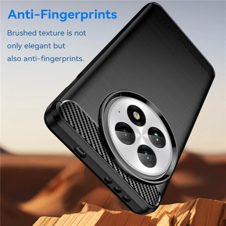 For OnePlus 13 Case Carbon Fiber Texture Brushed Anti Fingerprint Phone Back Cover - Black