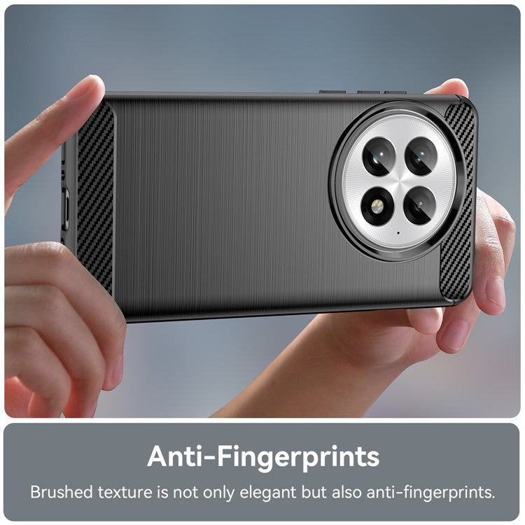 For OnePlus 13 Case Carbon Fiber Texture Brushed Anti Fingerprint Phone Back Cover - Black